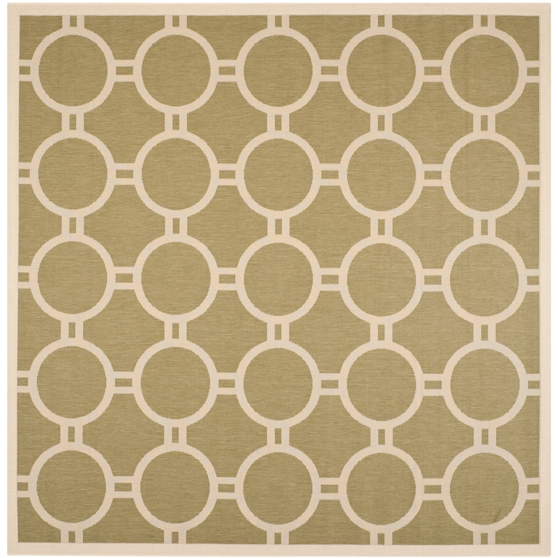 SAFAVIEH Courtyard Sweta Indoor/ Outdoor Waterproof Patio Backyard Rug - 7'10" Square - Green/Beige