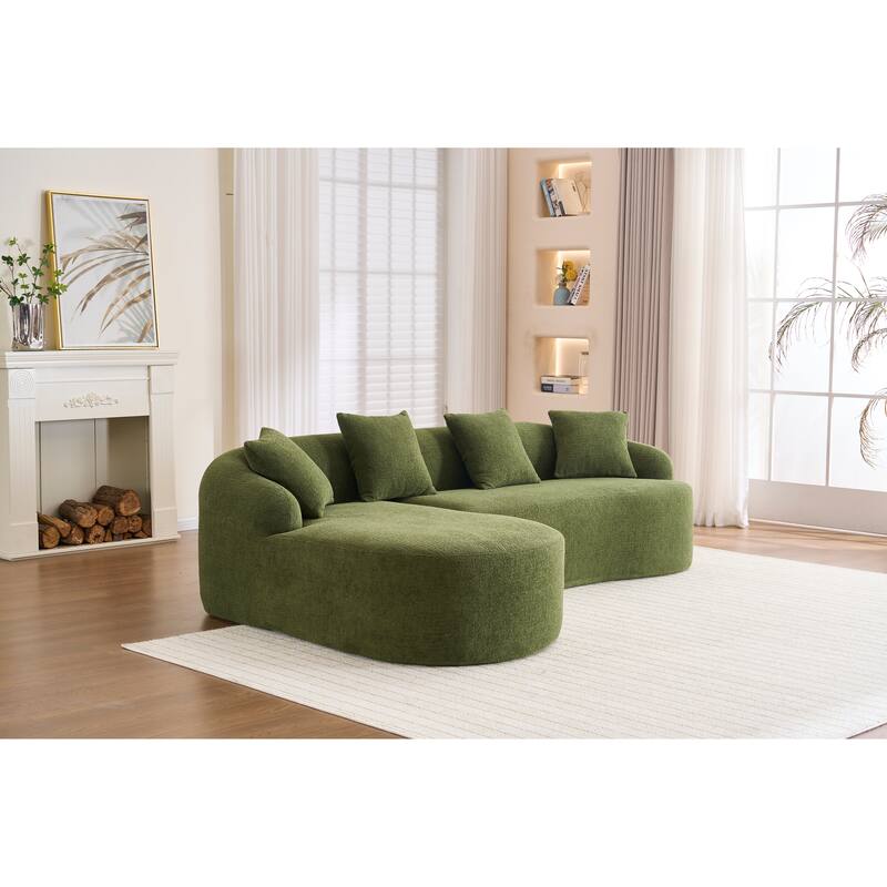 98.4" Chenille L-Shaped Sectional Sofa with Chaise & Pillows