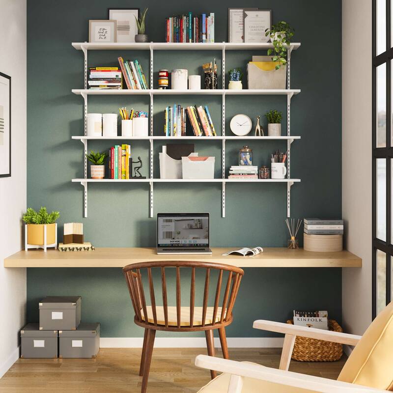 Wallniture Turin 60 Inch Long Wall Bookshelf, Floating Shelf with Adjustable Brackets, Farmhouse, Custom Finish and Tier Options