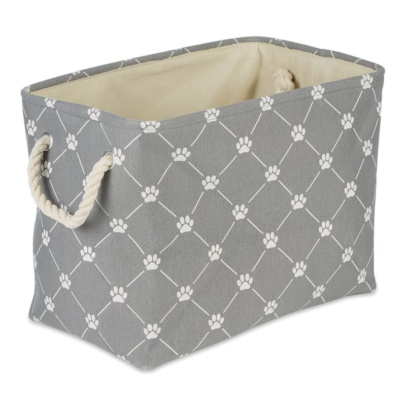 Bone Dry Polyester Pet Bin Trellis Paw - Gray Trellis - Medium Rectangle, 16x10x12"