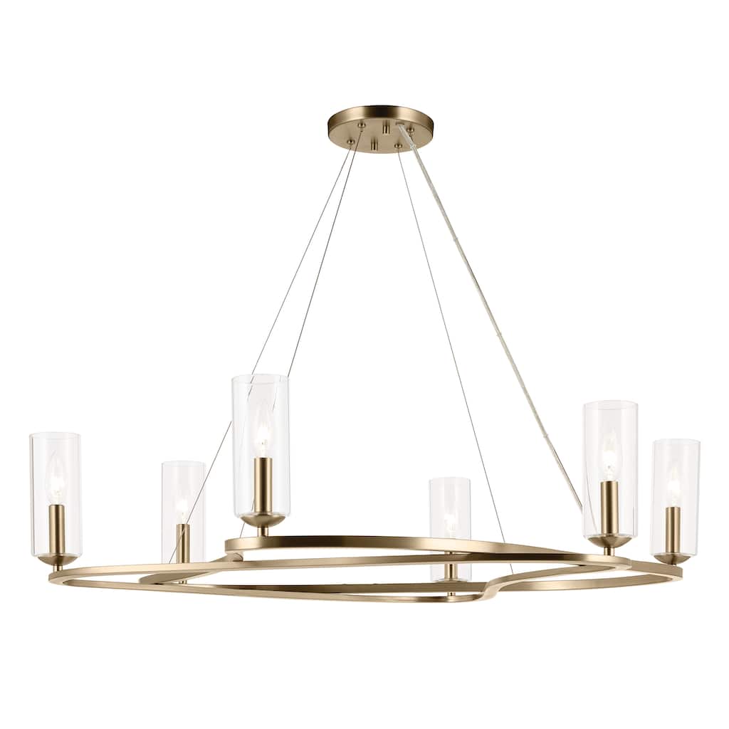 Harpin 37.75 Inch 6 Light Chandelier with Clear Glass in Champagne Bronze