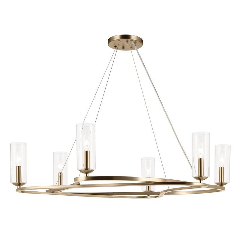 Harpin 37.75 Inch 6 Light Chandelier with Clear Glass in Champagne Bronze