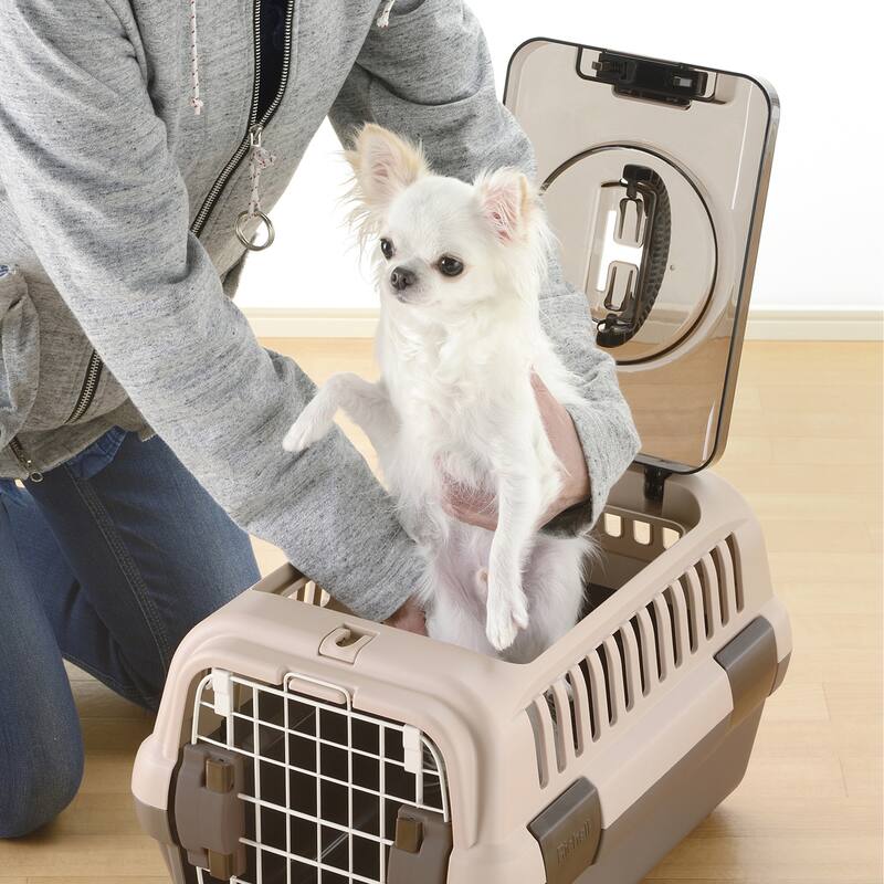 Samll Double Door Pet Carrier, Brown