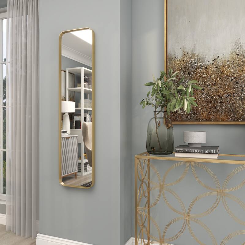 Iron Contemporary Wall Mirror - 12 x 2 x 48