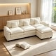 preview thumbnail 70 of 109, Modular Cloud Chenille Sectional Sofa with Ottomans, Deep Seat Convertible L-Shaped or U-Shaped Couch White/3 Seats with 1 Ottoman - Reversible