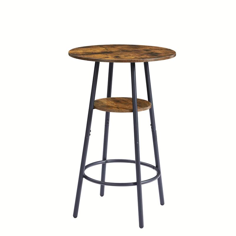 Round Bar Stool Set with Backrest and Shelf - Upholstered