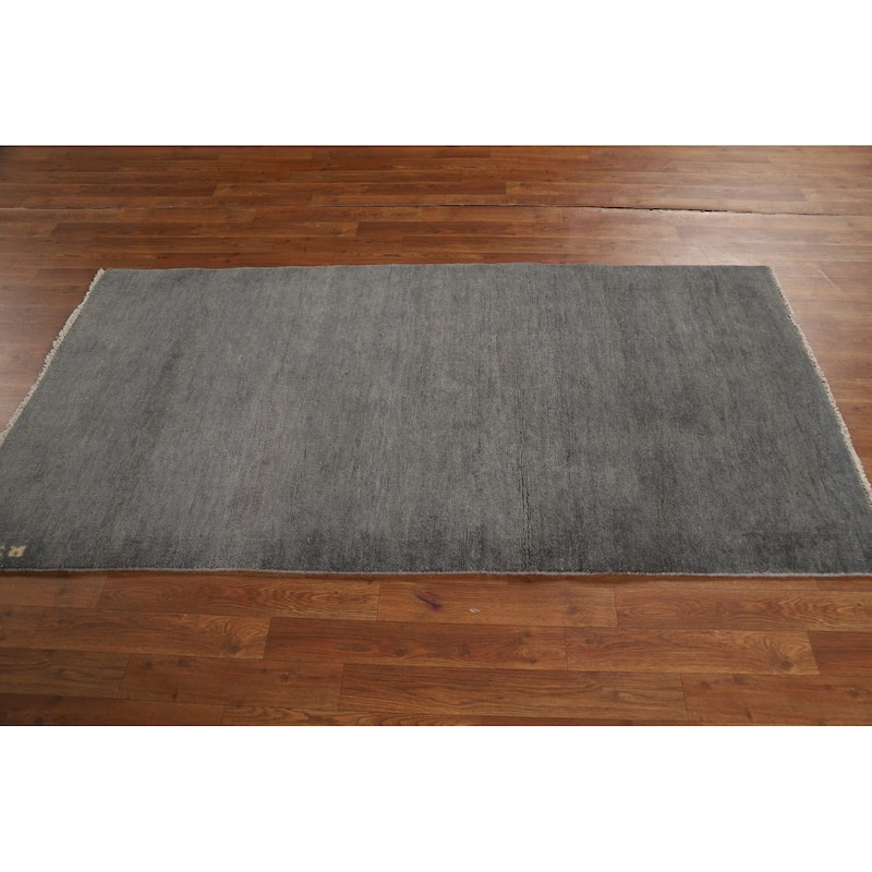Gray Modern Gabbeh Oriental Runner Rug Handmade Wool Carpet - 3'4"x 6'6"