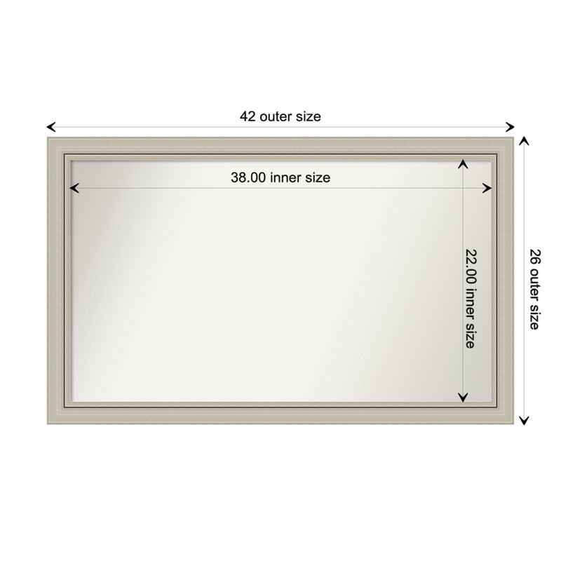Romano Silver Narrow Framed Non-Beveled Custom Wall Mirror, Bathroom Vanity Mirror - Outer Size: 41.75 x 25.75