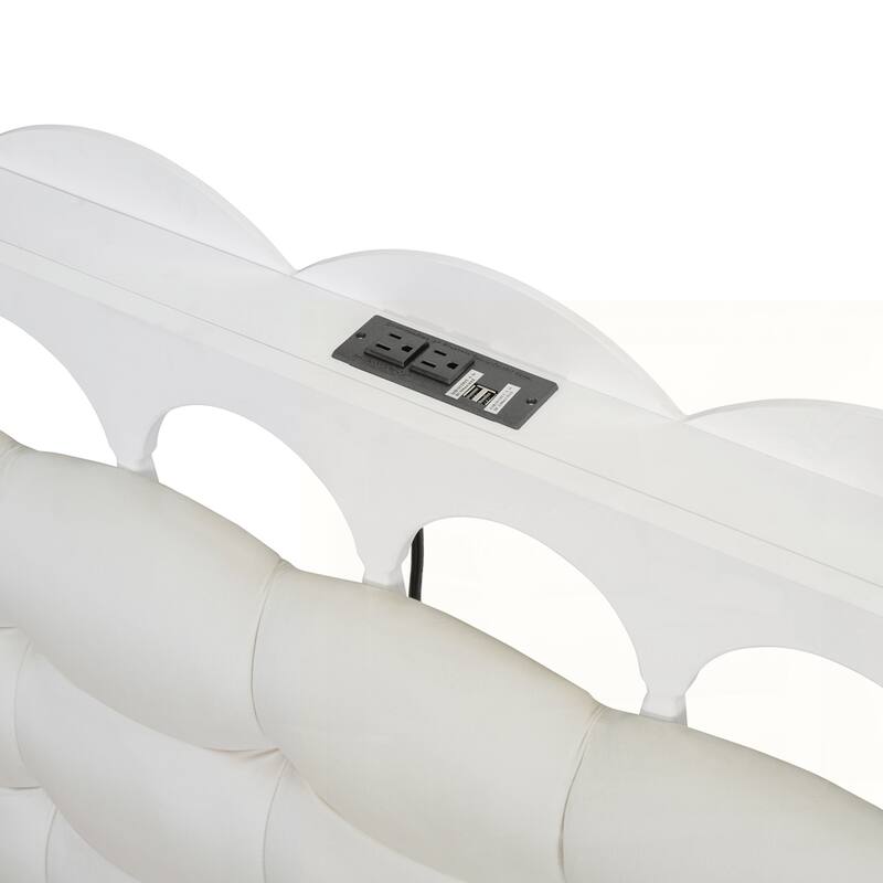 Wooden Storage Platform Bed with USB Ports