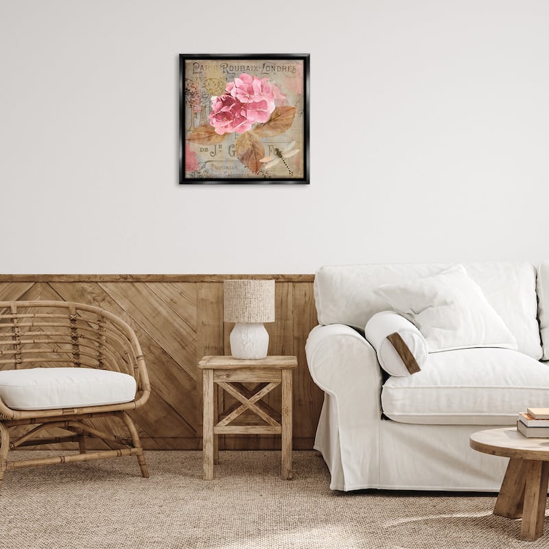 Stupell Vintage French Hydrangea Framed Floater Canvas Wall Art Design By Sasha