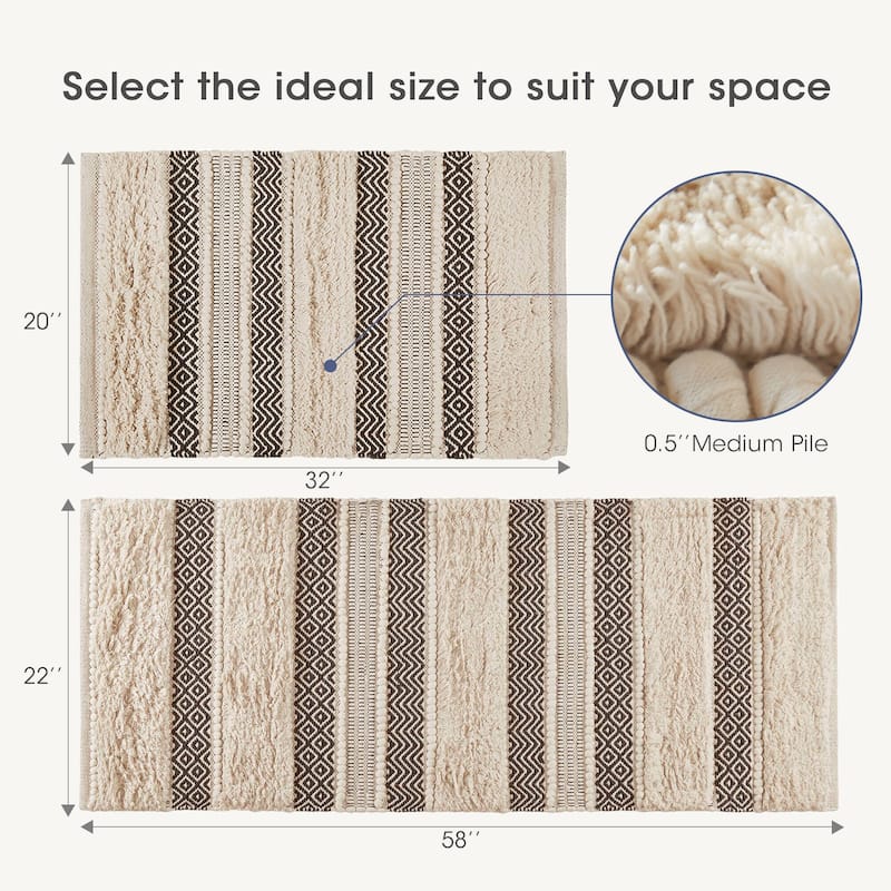 INK+IVY Asher Woven Texture Stripe Bath Rug