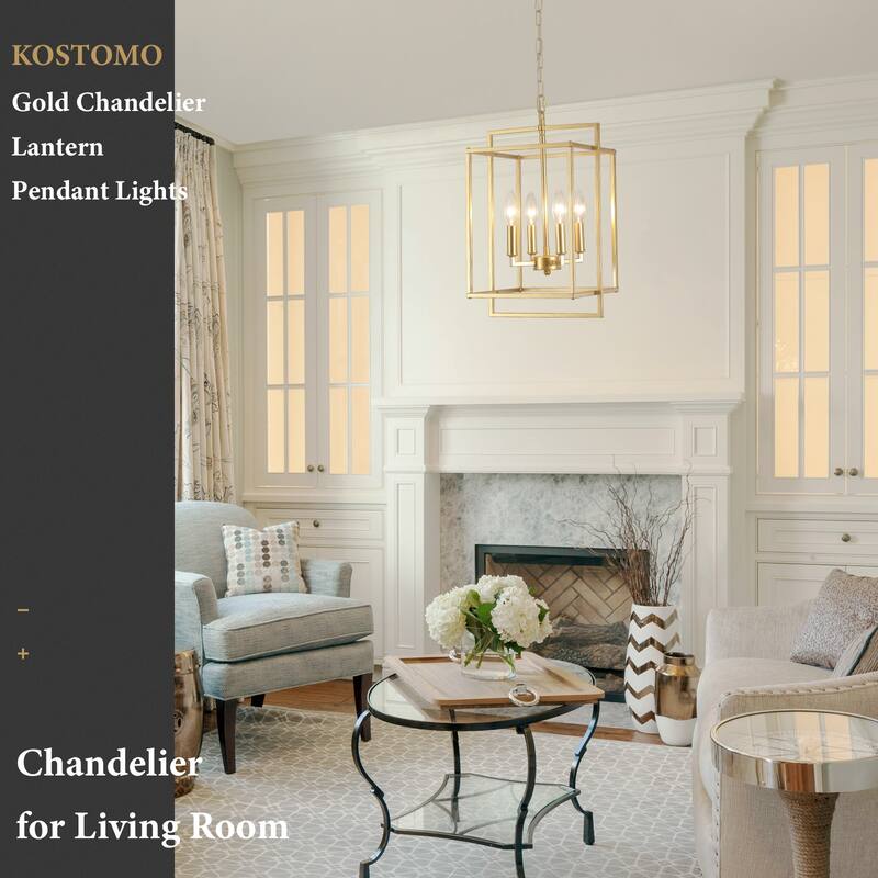 10.82inch Modern Cage 4-light Height Adjustable Metal frame chandelier for multiple spaces
