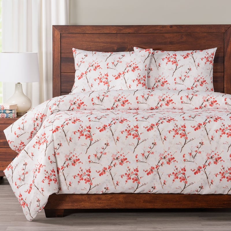 Siscovers Coral Blossom Floral Print Duvet Set - Full - 3 Piece