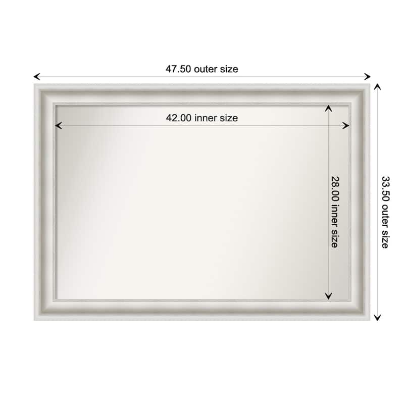 Parlor White Framed Non-Beveled Custom Wall Mirror, Bathroom Vanity Mirror - Outer Size: 47.5 x 33.5