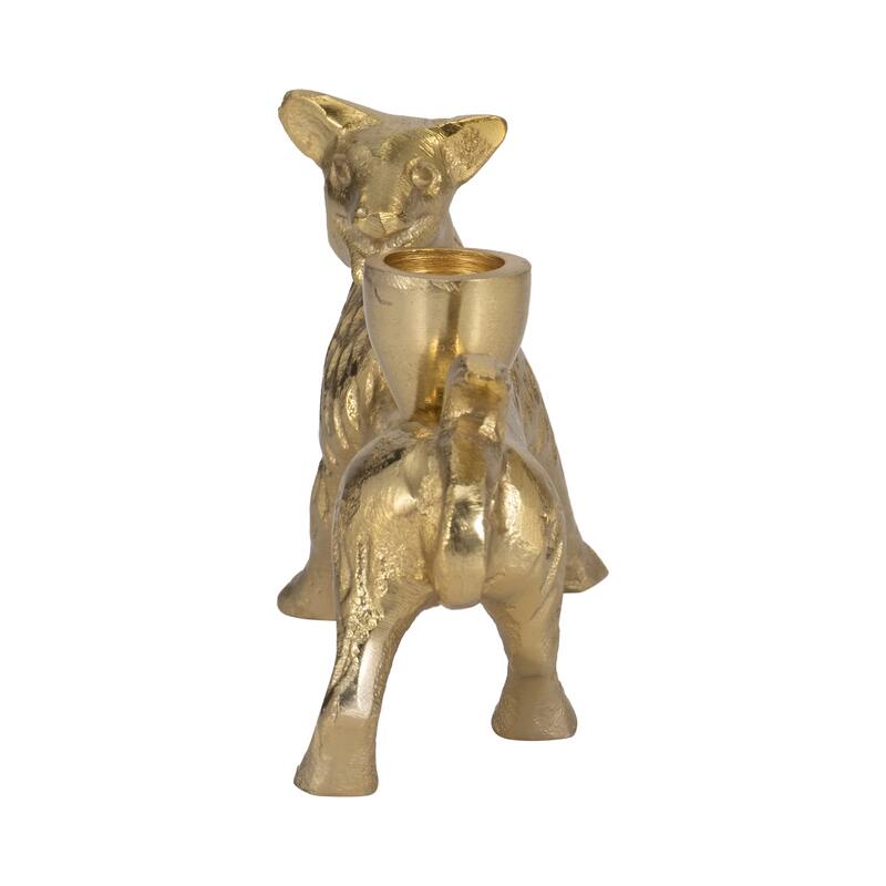 Aluminum Faux Fox-Shaped Taper Candle Holder - Gold, 8 in. - 8.0"