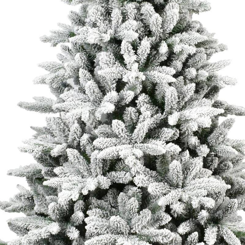 HomeRoots 7' Green And White Full Flocked Spruce Christmas Tree