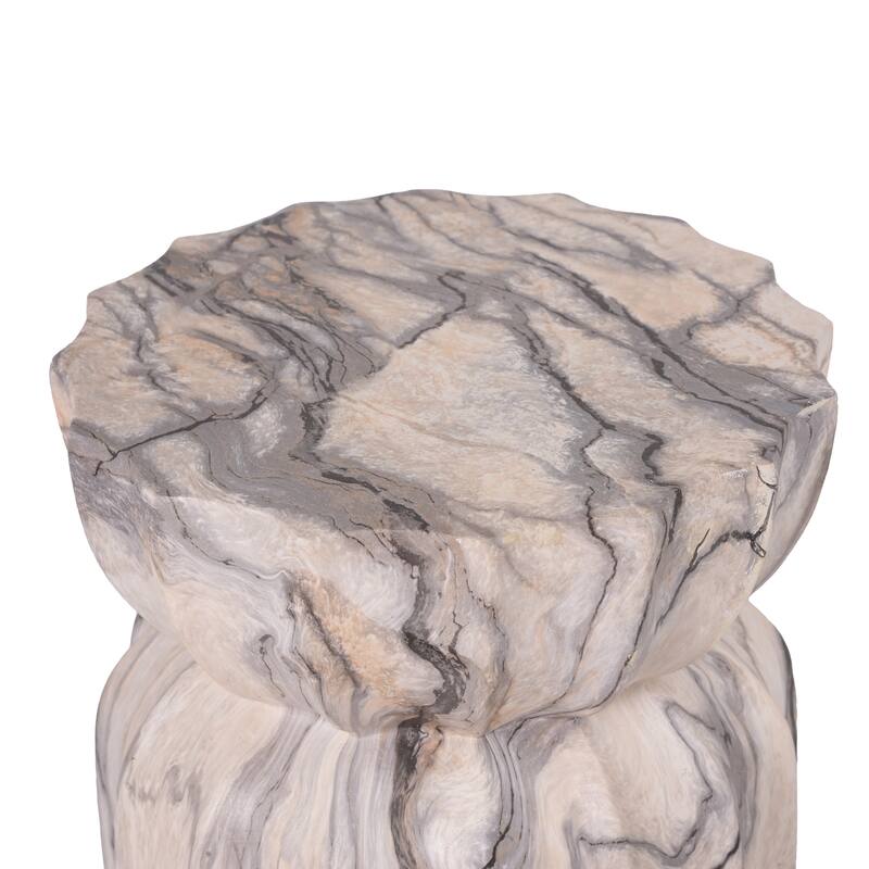 Christopher Knight Home - Modern Outdoor Lightweight Concrete Accent Side Table with Fluted Sculptural Hourglass Design