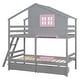 preview thumbnail 6 of 23, Playhouse-inspired Style Twin over Twin Bunk Bed with 2 Drawers, 1 Storage Box, 1 Shelf, Window and Roof-Gray