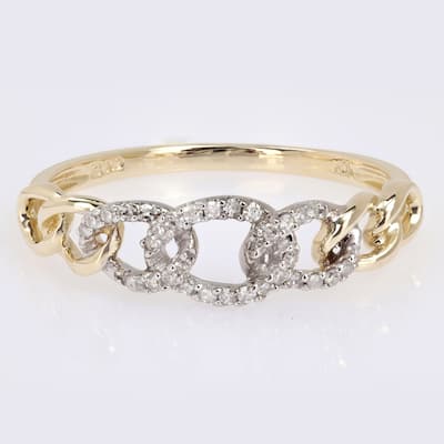Miadora 1/10ct TDW Diamond Stackable Curb Link Ring in 10k Yellow Gold