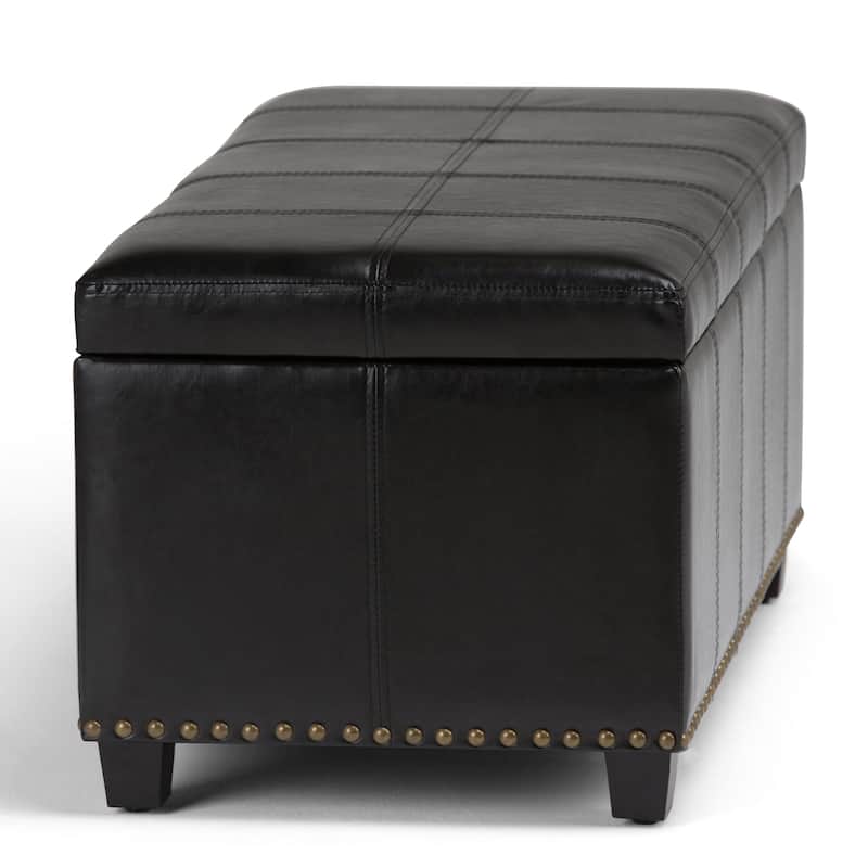 WYNDENHALL Megan 34 inch Wide Transitional Rectangle Storage Ottoman