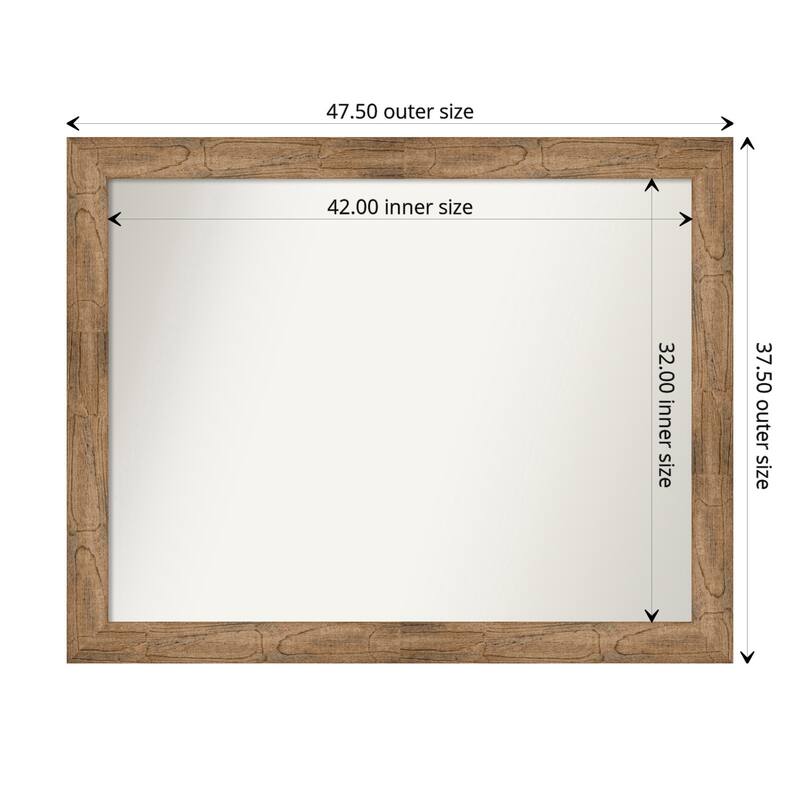 Owl Brown Framed Non-Beveled Custom Wall Mirror, Bathroom Vanity Mirror - Outer Size: 47.5 x 37.5
