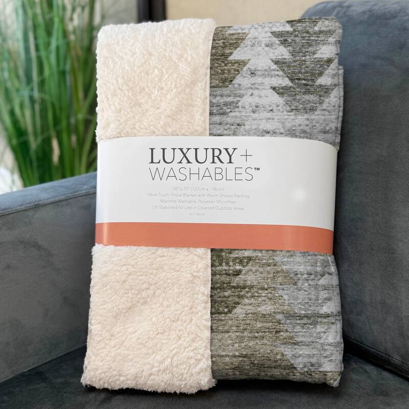 Premium Machine Washable Boho Modern Sherpa Throw Blanket