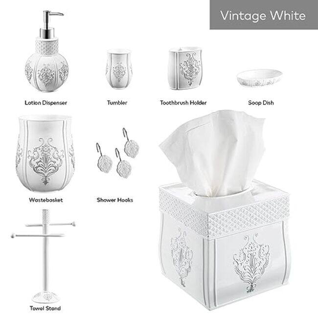Creative Scents Vintage White Elegant Bathroom Trash Can