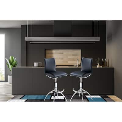 Modern Barstool Leatherette/Chrome Adjustable Height In Black Color