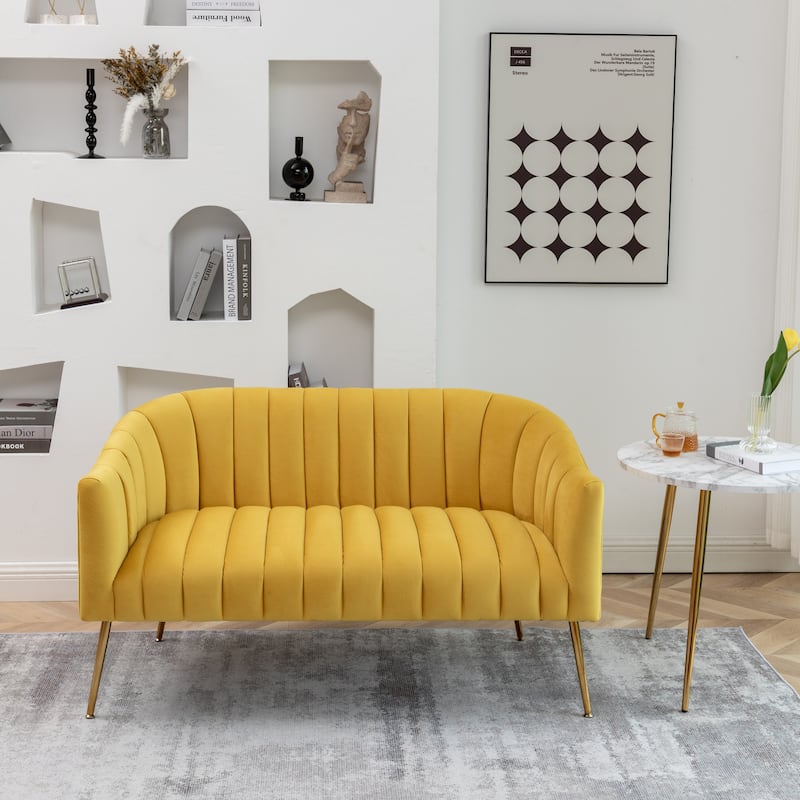 SEYNAR Velvet Upholstered Accent Chair and Loveseat Set