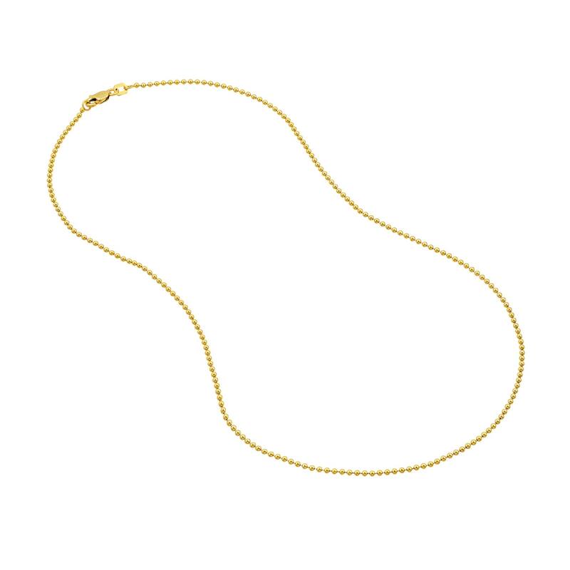 Curata 14k Yellow Gold 1.5mm Diamond Cut Bead Chain Necklace (Lobster) Options: 16 18 20
