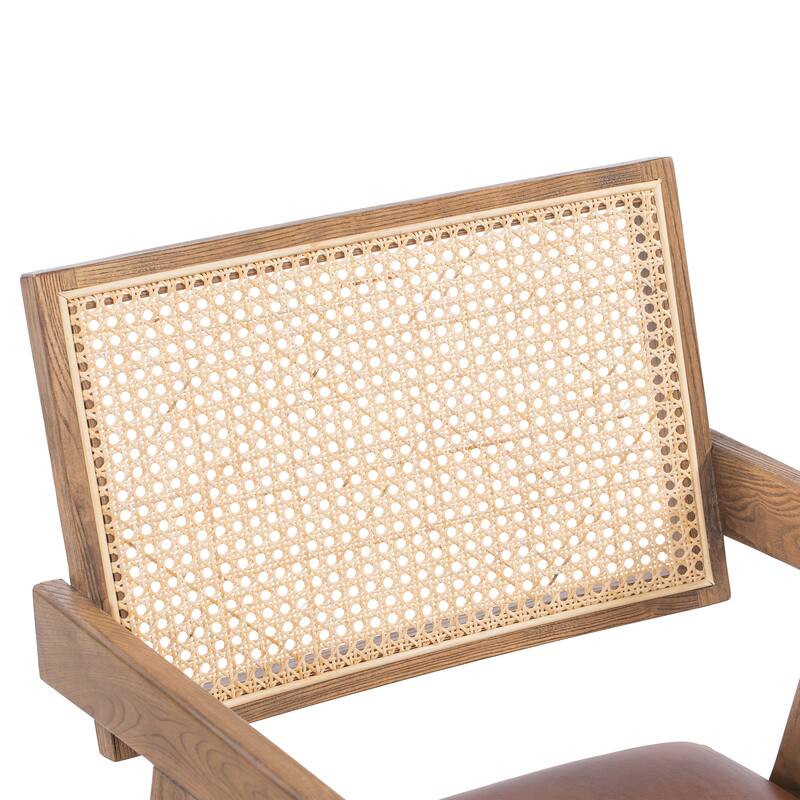Classic Home Douglas Leather & Rattan Dining Chair in Tan