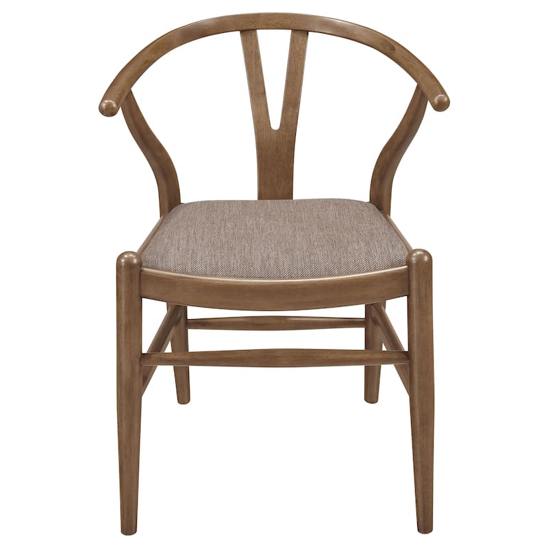 2pc Set Mid-Century Modern Rounded Backs Padded Seat Cushions Rich Walnut
