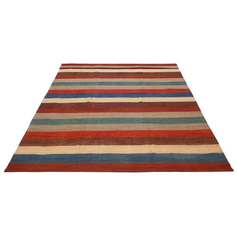 ECARPETGALLERY Flat-Weave Boho Multi Color Wool Kilim - 9'7 x 13'1