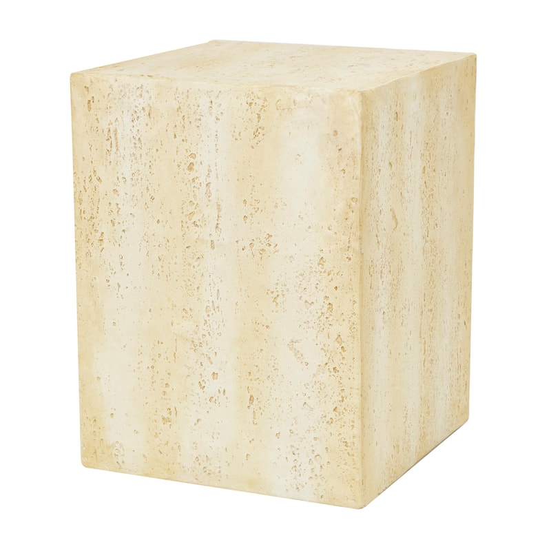 Magnesium Oxide Outdoor Accent Table or with Natural Textured Wood Grain - Cream or Brown - Roche River Décor - Cream