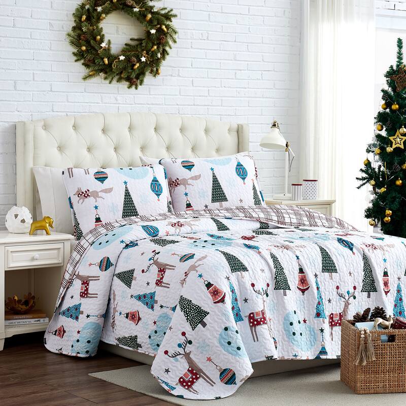 Winter Wonderland Oversized Reversable Quilt Set - Full - Queen - Winter Wonderland Print