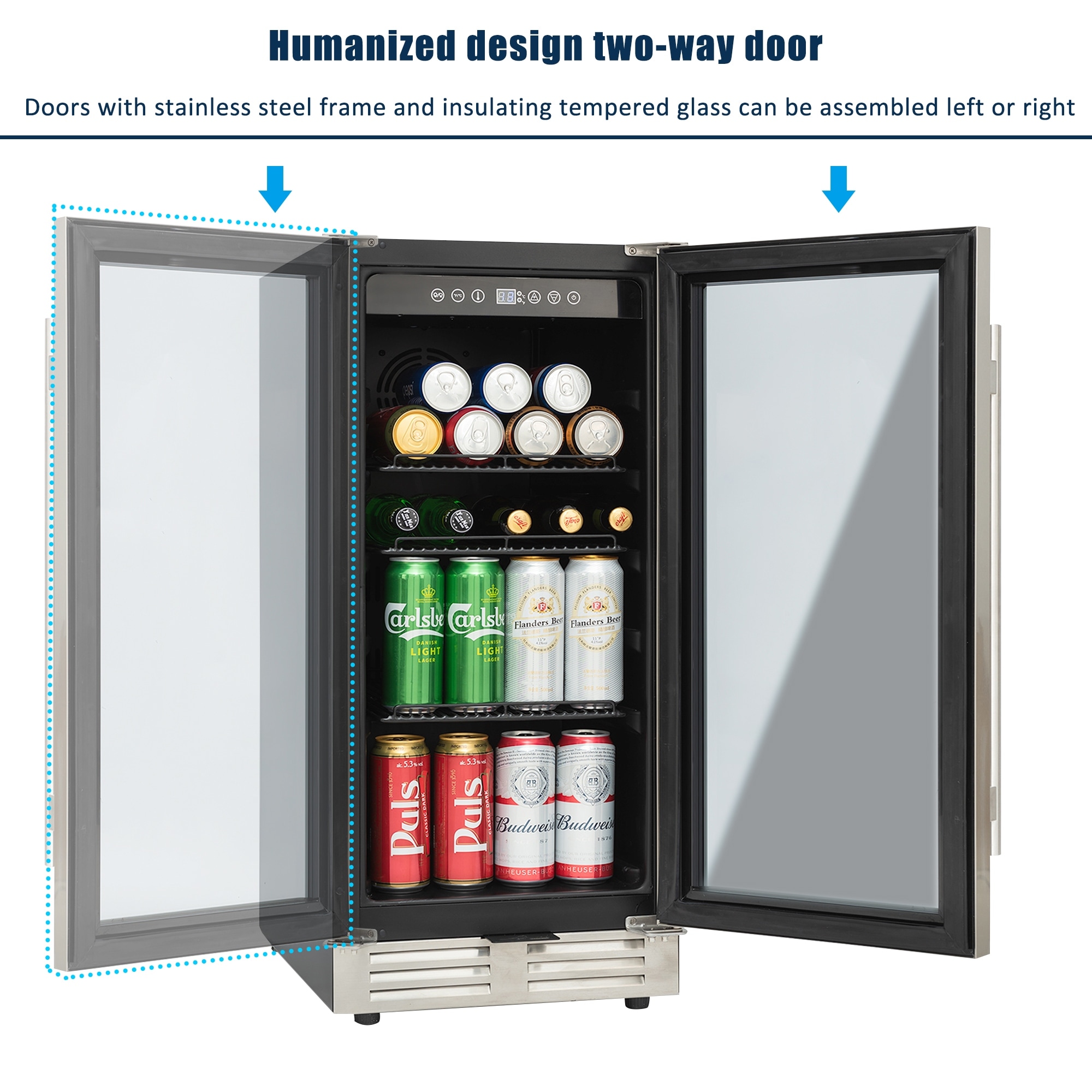 Double glass door mini new arrivals fridge