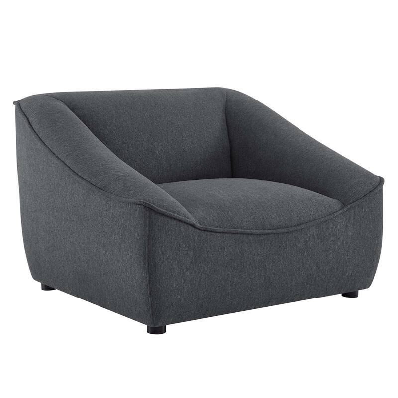 Modway Comprise Compromise Fabric Upholstered Armchair in Charcoal - Charcoal
