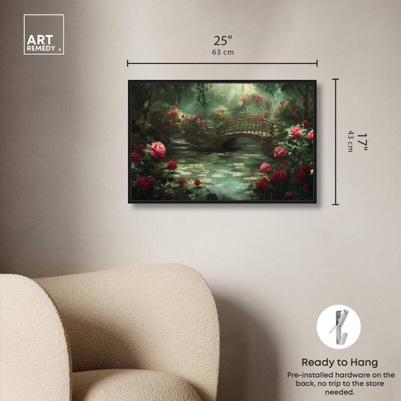Rose Garden Bridge Canvas by Art Remedy