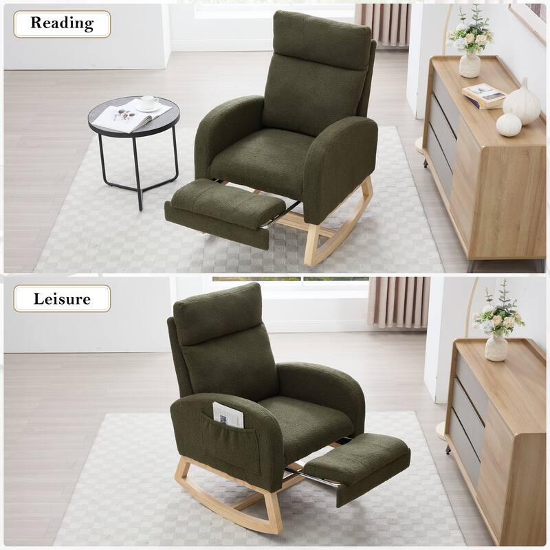 Anmytek Comfortable Teddy Fabric Rocking Chair for Nursery and Primary Living Space