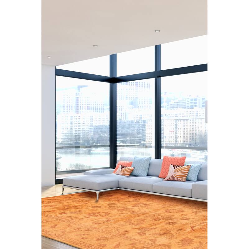 ECARPETGALLERY Hand-knotted Vibrance Orange Wool Rug - 6'2 x 9'1