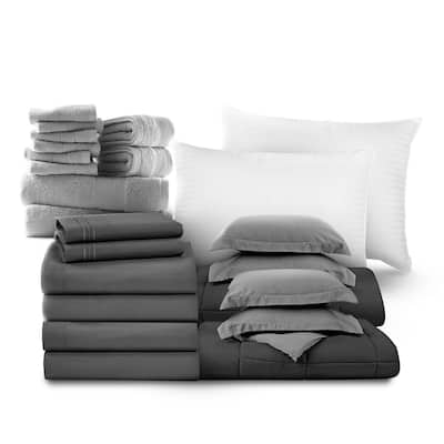 Empyrean Back to College Dorm Kit - Includes Comforter, Bed Sheets, Towels, Blanket, Bathrugs, & More - Twin - Twin XL
