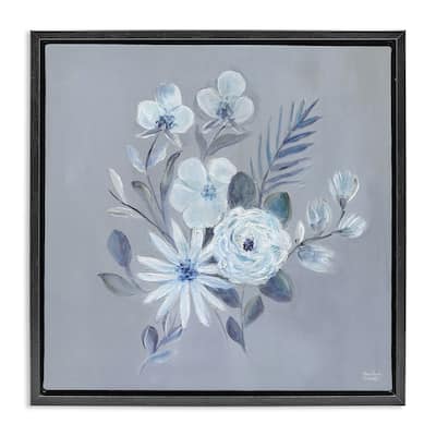 Stupell Blue Toned Floral Bunch Framed Floater Canvas Wall Art Design By Marilyn Dunlap