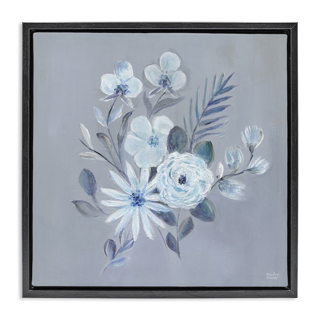 Stupell Blue Toned Floral Bunch Framed Floater Canvas Wall Art Design By Marilyn Dunlap