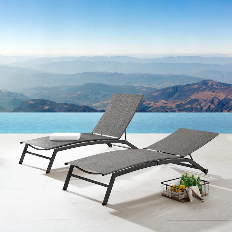 Corvus Antonio Outdoor Contemporary Sling-Fabric Adjustable Chaise Lounge
