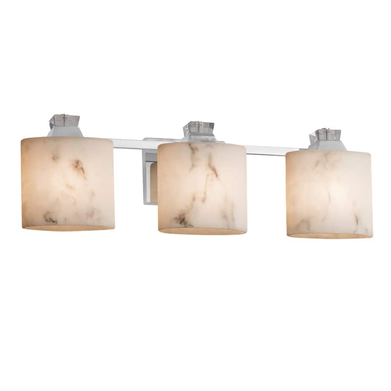 Justice Design LumenAria Ardent 3-light Polished Chrome Bath Bar, Faux Alabaster Oval Shade