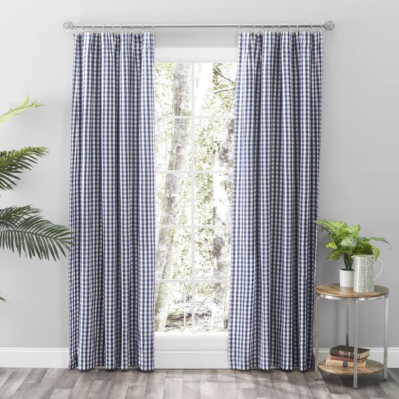 Checkmate Cotton Rod Pocket Tailored Curtain Pair w/Tiebacks or Tailored Valance