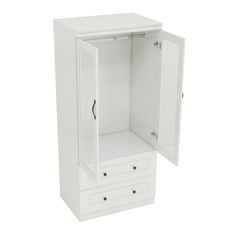 HomeRoots 71" White Wood Two Door Two Drawer Combo Dresser