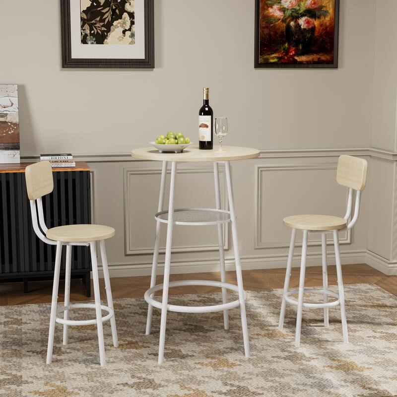 3-Piece Counter Height Table Set with 2 Stools, Bistro Table Set