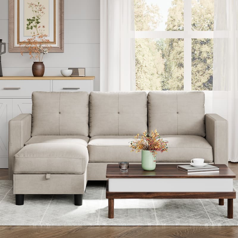 Futzca Modern L-shaped Convertible Sectional Sofa w/ Reversible Chaise