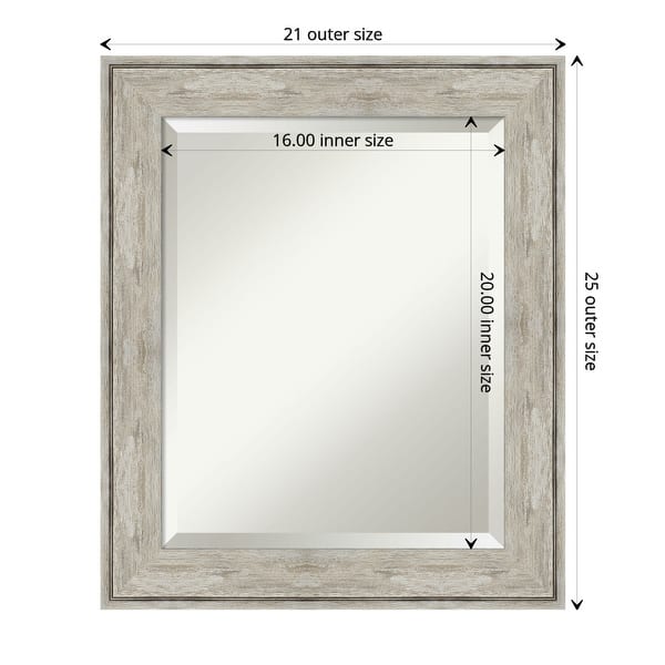 dimension image slide 11 of 12, Beveled Bathroom Wall Mirror - Crackled Metallic Frame